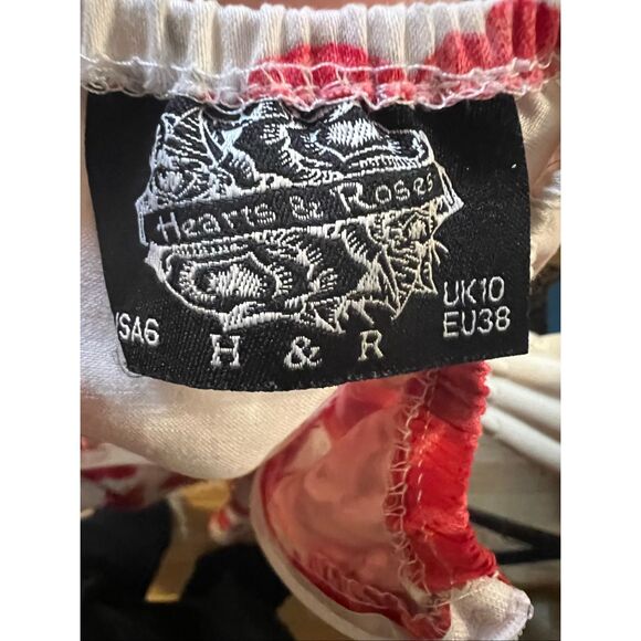 Hearts & Roses London Bianca Halter Dress red rose print rockabilly 6 - Picture 11 of 11